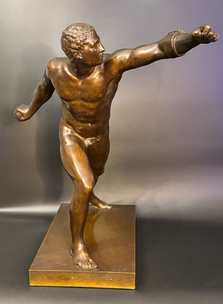 Borghese Gladiator Bronze sculpture from the Grand Tour (19th century) H48