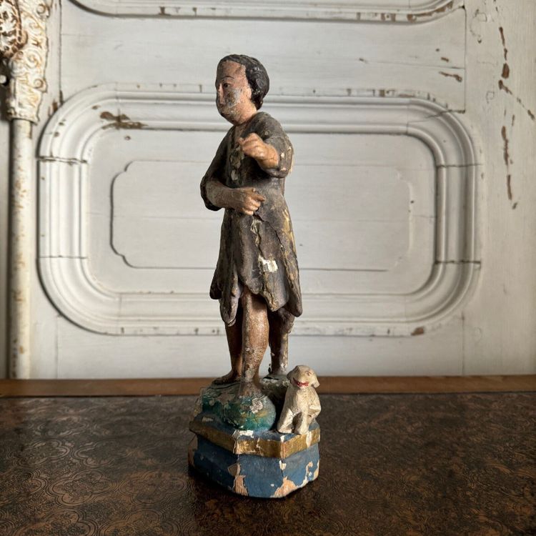 Statuette representing a religious subject, 18th century, polychrome wood