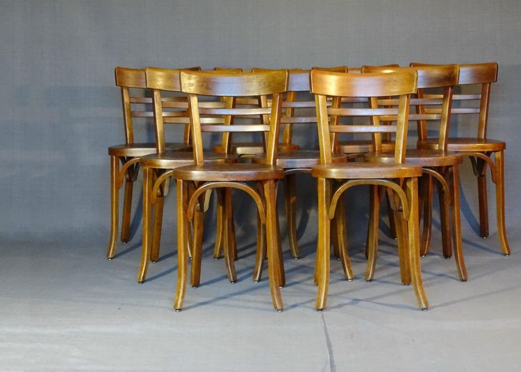 Set di 9 sedie "bistrot" Baumann, 1955, no Fischel, no Thonet