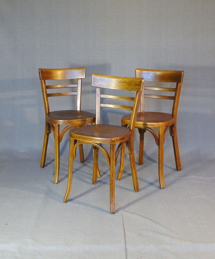 Satz von 9 Baumann "Bistro"-Stühlen, 1955, kein Fischel, kein Thonet