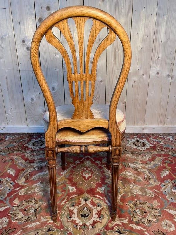 Continuation of 6 "hot air balloon" chairs in Louis XVI oak