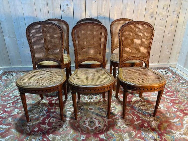 Series of 6 louis XVI style canne chairs