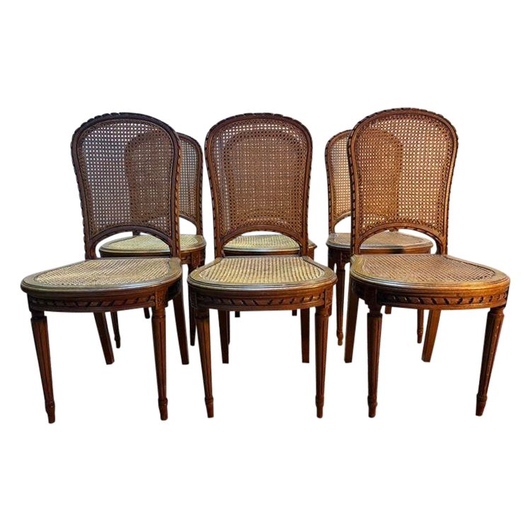 Series of 6 louis XVI style canne chairs