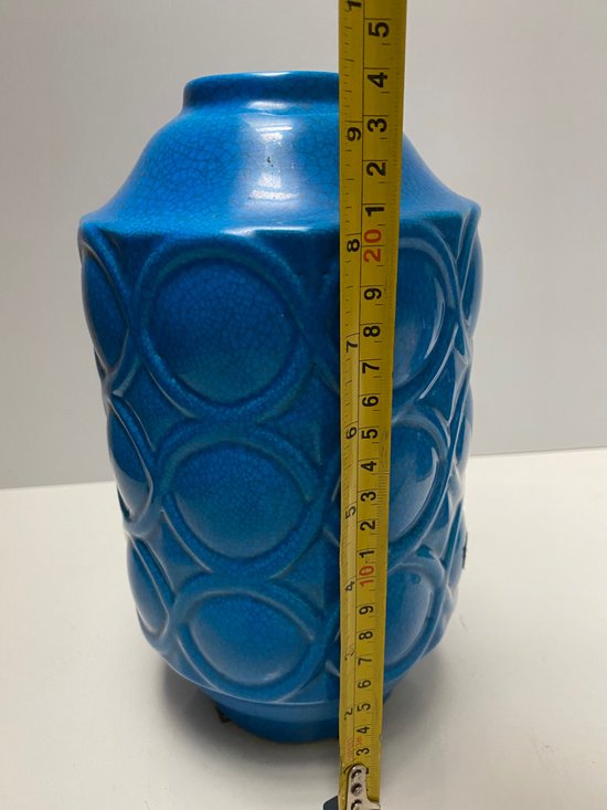 VASE IN CRACKED TURQUOISE BOCH