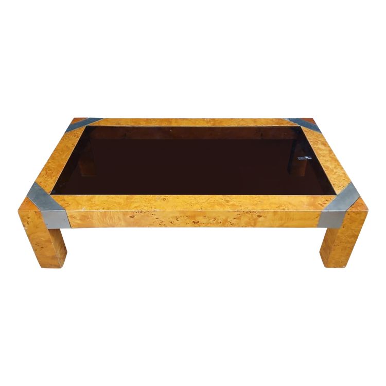 Italian burl coffee table after Willy Rizzo for Mario Sabot circa 1970