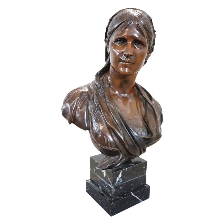 Buste De Jeune Femme, Sculpture Bronze