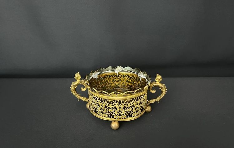 Gilt Brass and Cut Crystal Jardiniere – 19th Century