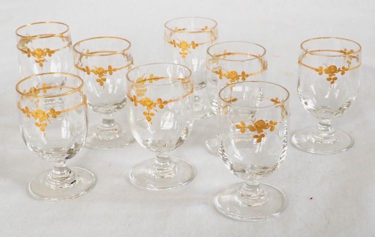 Service à liqueur d'époque Napoléon III en cristal de Baccarat rehaussé d'or fin