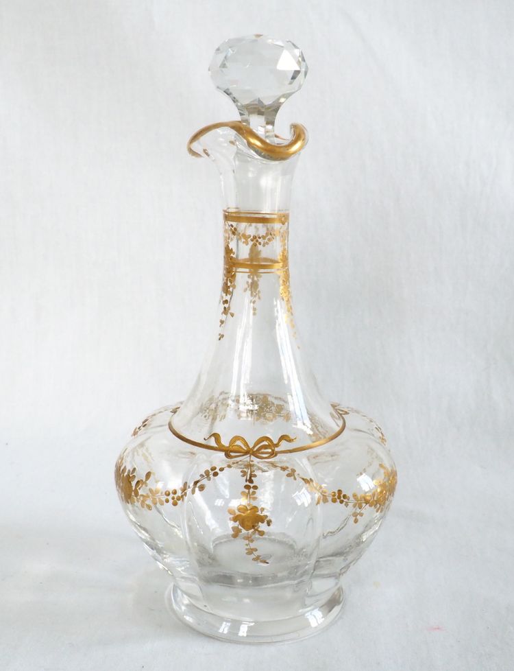 Service à liqueur d'époque Napoléon III en cristal de Baccarat rehaussé d'or fin