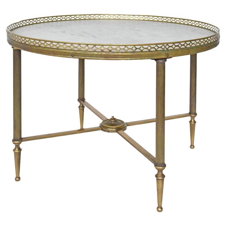 Table bouillotte en laiton doré 