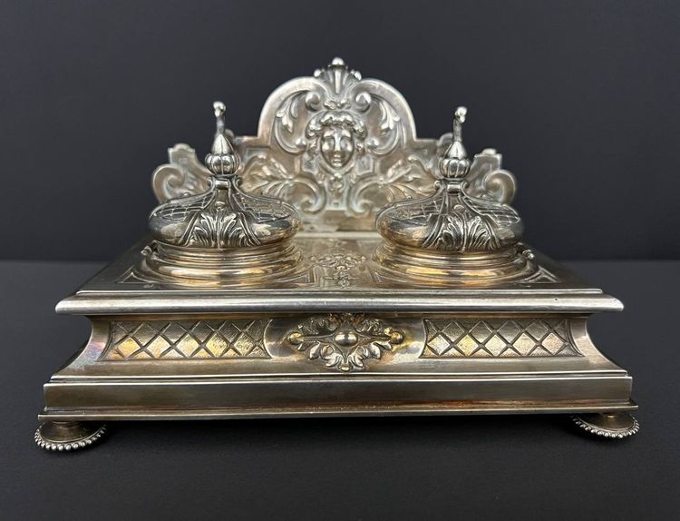 Antique silver-plated bronze inkwell - Napoleon III style