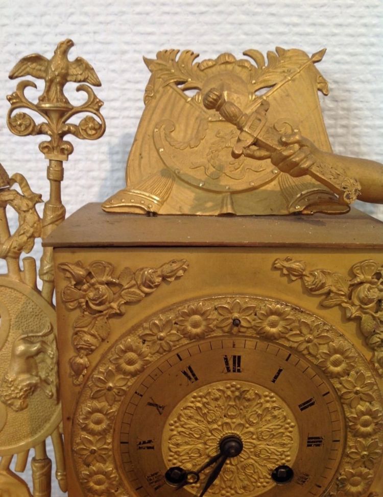 Restauration Period Gilt Bronze Centurion Clock Circa 1820