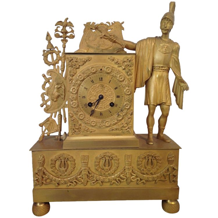 Restauration Period Gilt Bronze Centurion Clock Circa 1820