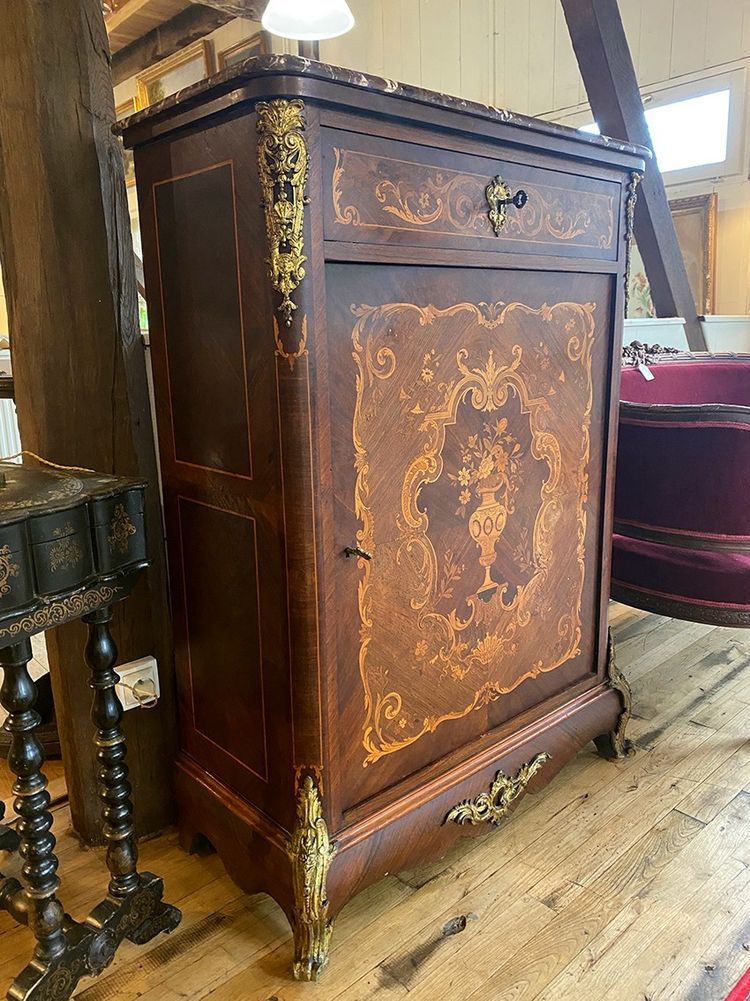 Napoleon III high cabinet, richly inlaid