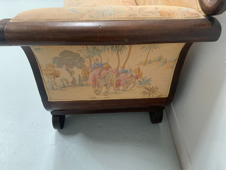 Empire style bench seat in mahogany and veneer 19th century