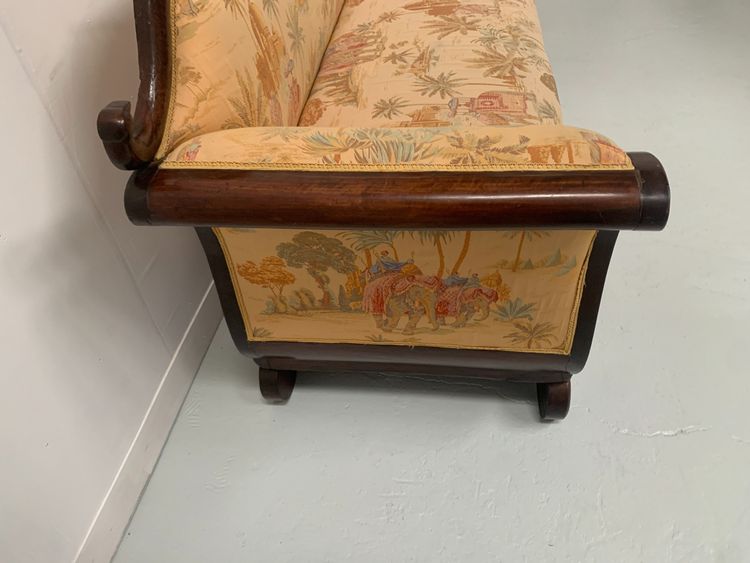 Empire style bench seat in mahogany and veneer 19th century