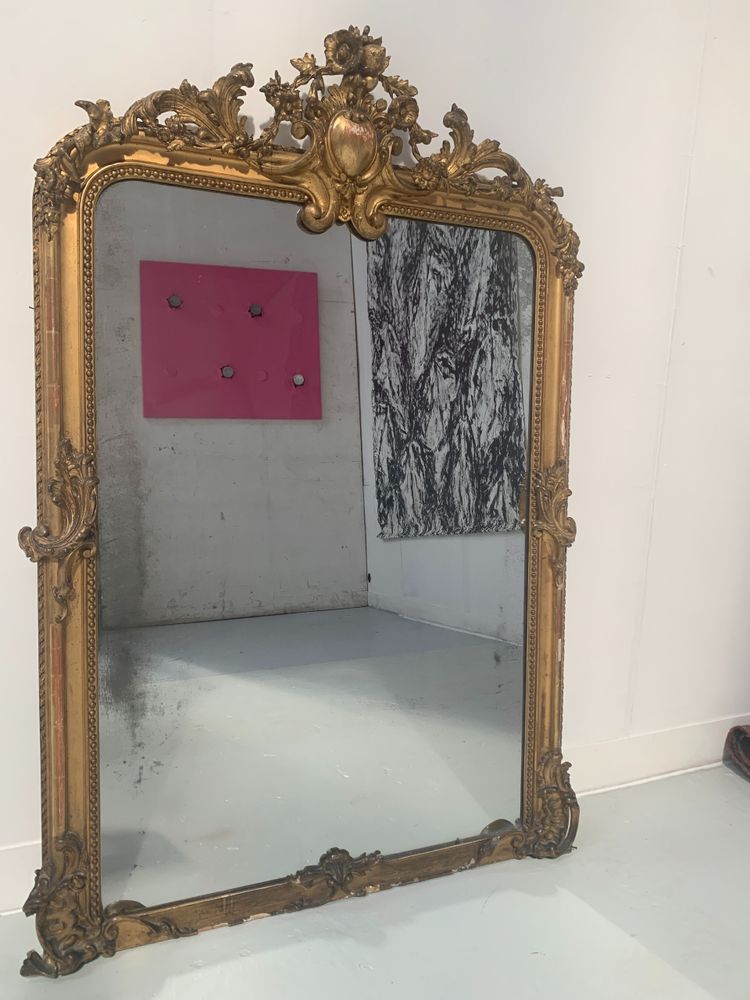 Louis XV style mirror in wood and gilded stucco XIX century