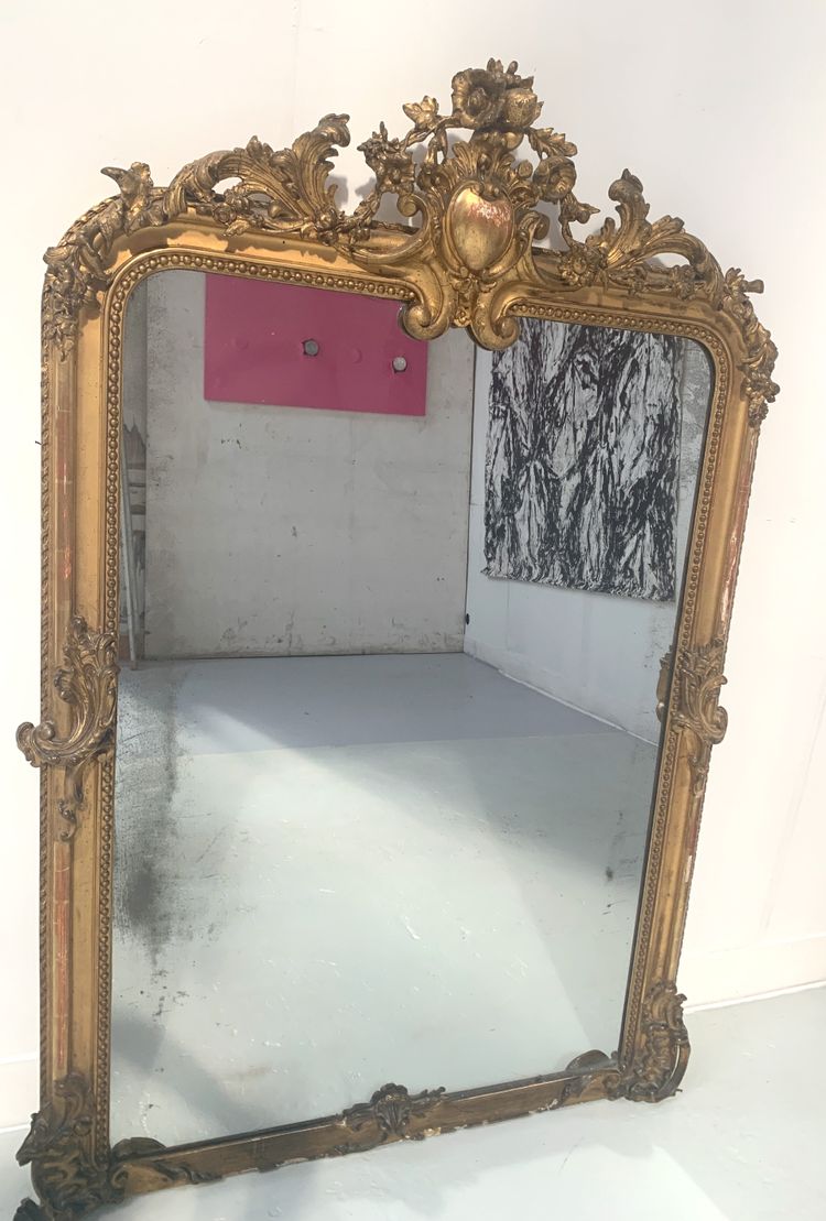 Louis XV style mirror in wood and gilded stucco XIX century