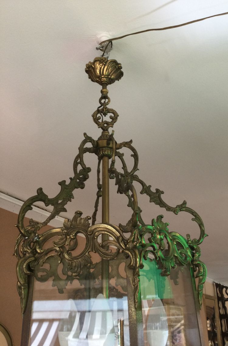 A gilt bronze and brass lantern