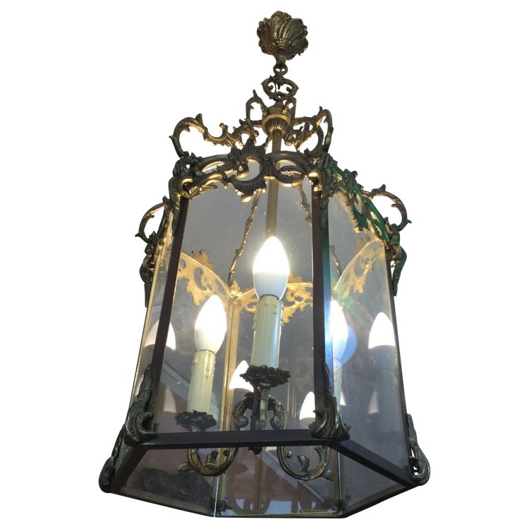 A gilt bronze and brass lantern