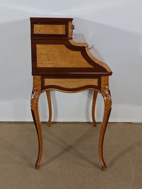  Raro scrittoio da signora in legno pregiato, stile Luigi XV, periodo Napoleone III - 1850