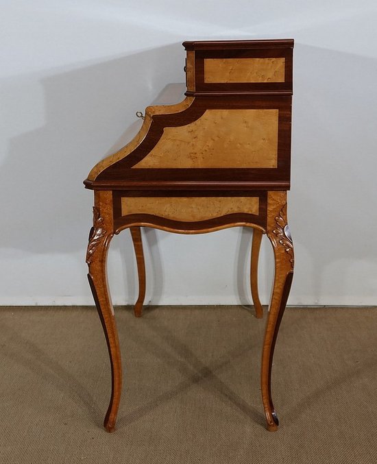  Raro scrittoio da signora in legno pregiato, stile Luigi XV, periodo Napoleone III - 1850