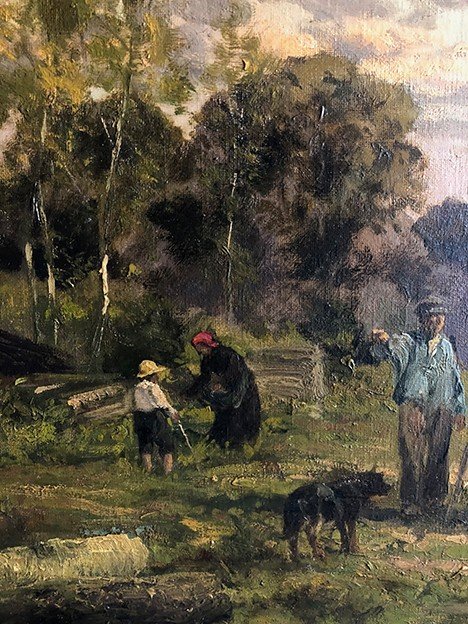 Clement Quinton (1851-1920), large oil on canvas "Foresters