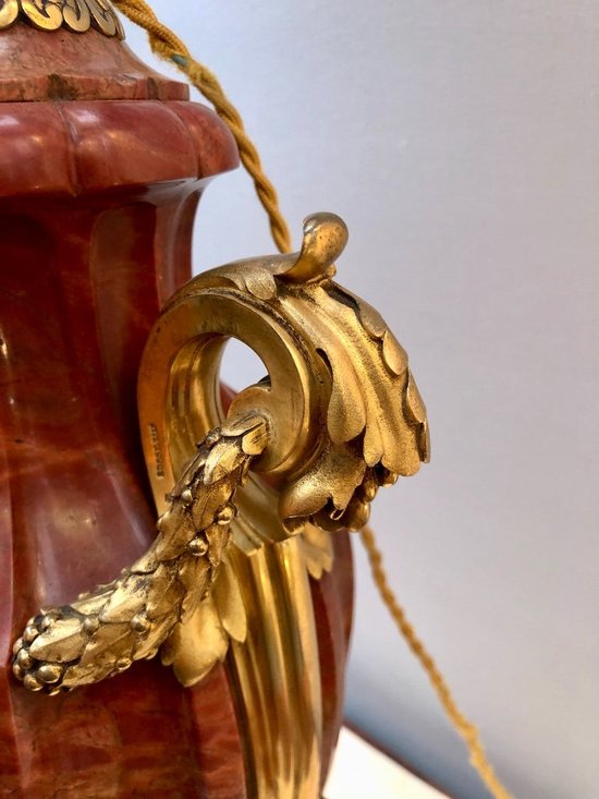 Marble Vase Mounted As A Lamp. Gilded Bronze Mounting Signed Susse Frères, Late 19th Century