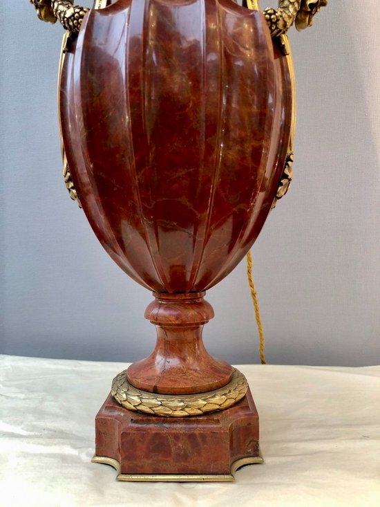 Marble Vase Mounted As A Lamp. Gilded Bronze Mounting Signed Susse Frères, Late 19th Century