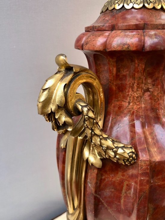 Marble Vase Mounted As A Lamp. Gilded Bronze Mounting Signed Susse Frères, Late 19th Century