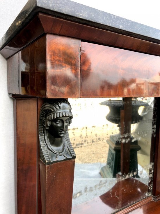 Mahogany And Marble Console "Return From Egypt". Empire, 19th Century