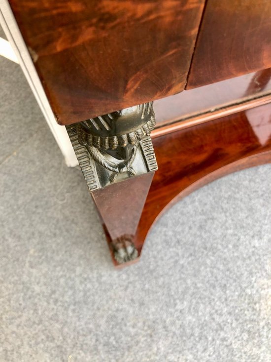 Mahogany And Marble Console "Return From Egypt". Empire, 19th Century