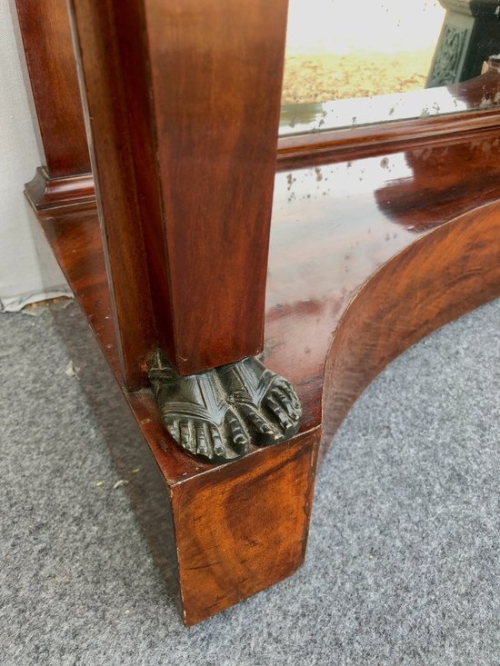 Mahogany And Marble Console "Return From Egypt". Empire, 19th Century