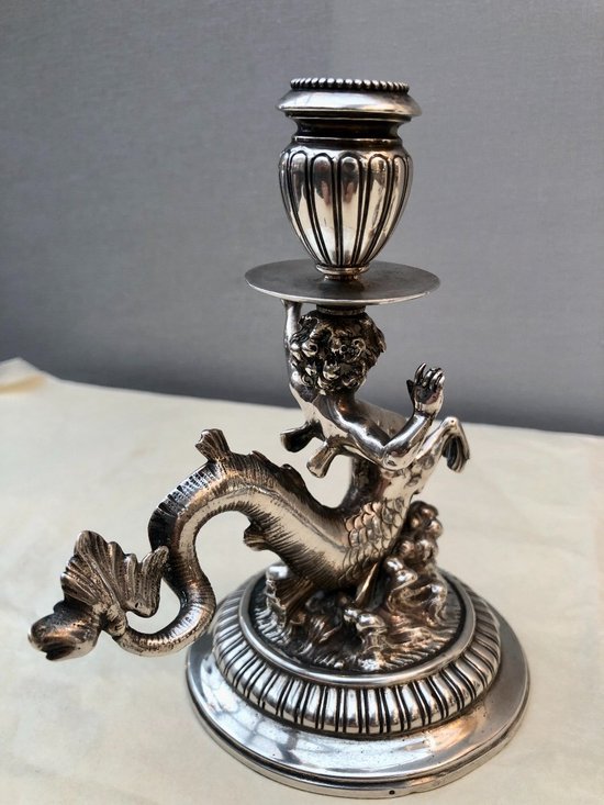 Pair Of Candlesticks In Sterling Silver, 19th Century