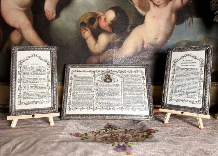 Canone d'altare completo in ottone argentato - XIX secolo