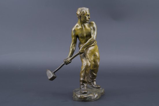 Bronze Figurant Un Travailleur à La Masse, Andor Ruff (1885 - 1951)