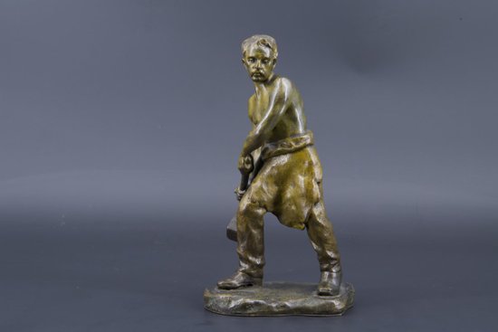 Bronze Figurant Un Travailleur à La Masse, Andor Ruff (1885 - 1951)