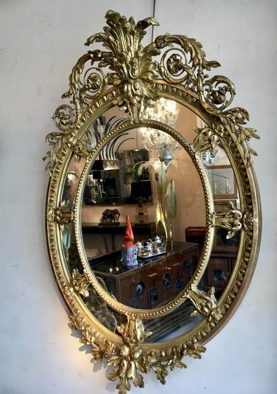 Miroir En Bois et Stuc Doré, XIXe Siècle