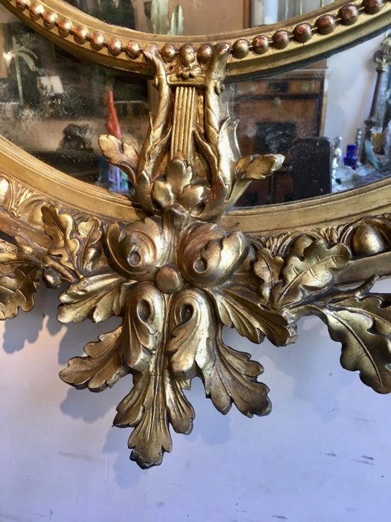 Miroir En Bois et Stuc Doré, XIXe Siècle