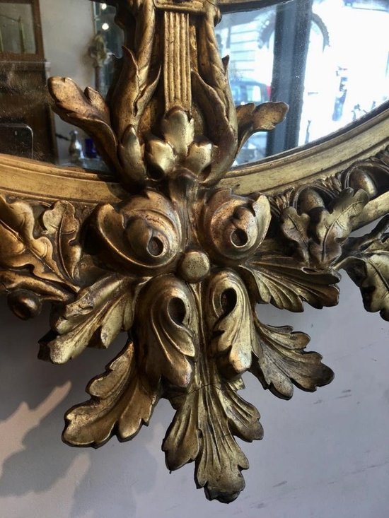 Miroir En Bois et Stuc Doré, XIXe Siècle