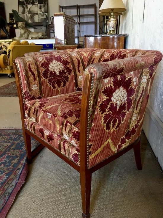 Pair Of Art Nouveau Upholstered Armchairs, 20th Century