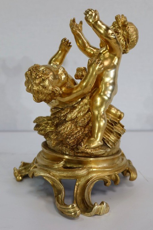  Gruppe aus vergoldeter Bronze, im Geschmack von Louis XV, Epoche Napoleon III - circa 1850