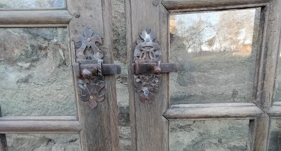 2 Fenêtres Anciennes XVIIème En Chêne Porte Vitrine Bibliothèque Portes Boiserie