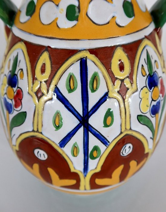 Polychrome Vase in glazed earthenware, Nabeul - 1920