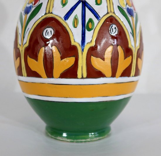 Polychrome Vase in glazed earthenware, Nabeul - 1920