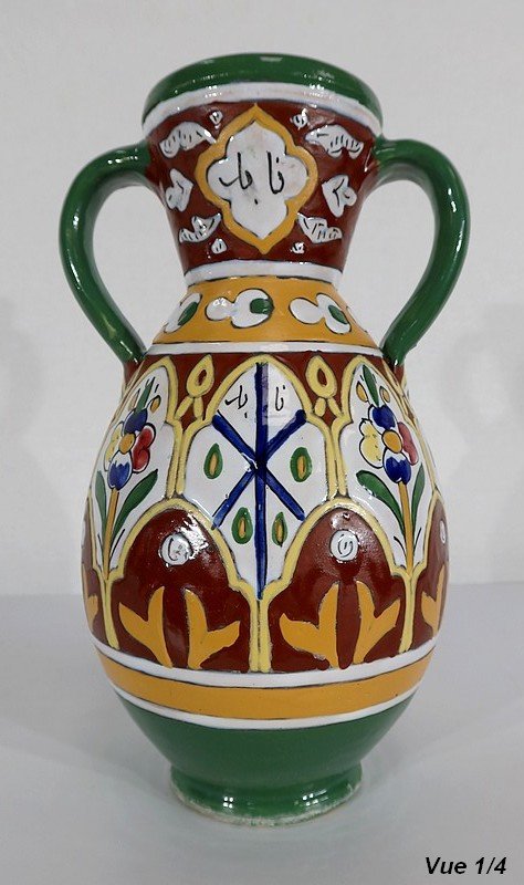 Polychrome Vase in glazed earthenware, Nabeul - 1920