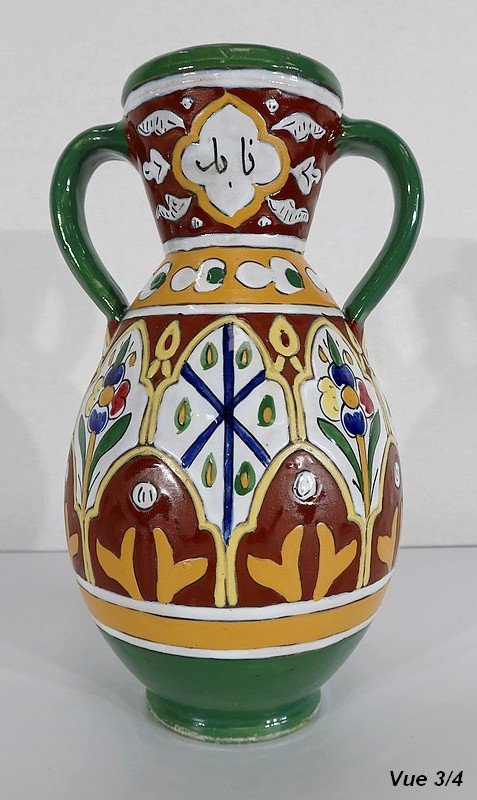 Polychrome Vase in glazed earthenware, Nabeul - 1920