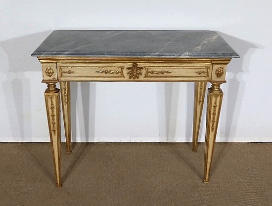  Marble and gilded wood console, Louis XVI style - 2nd part of the 19th century