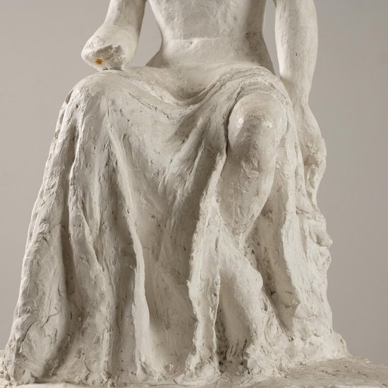 Gertrude Bret, Seated Woman, 1900s, Plaster Sculpture