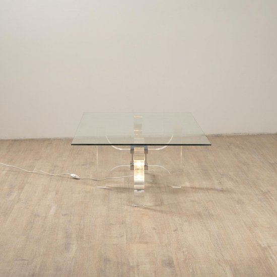 Illuminated Acrylic Glass Coffee Table by Philippe Jean